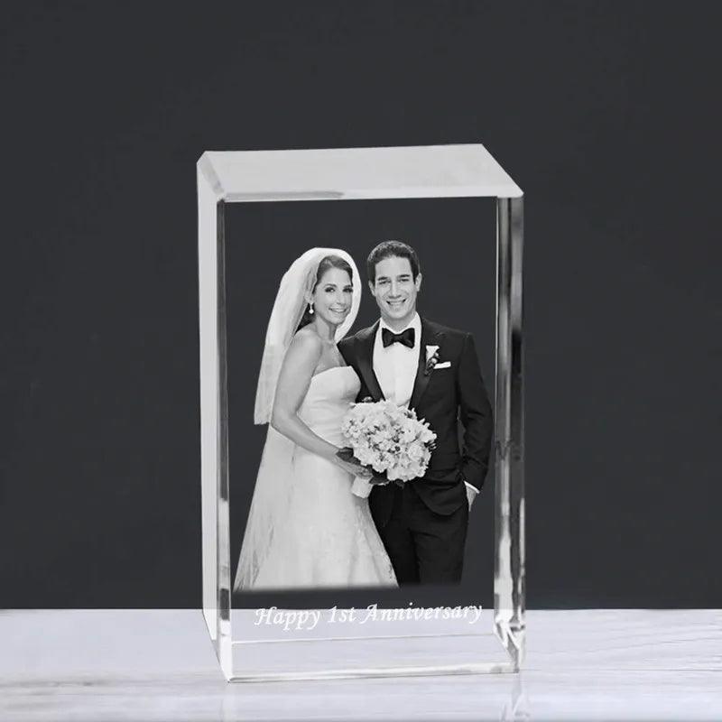 2D/3D Crystal Photo Cube - Laser Engraved Wedding & Anniversary Gifts for Loved Ones