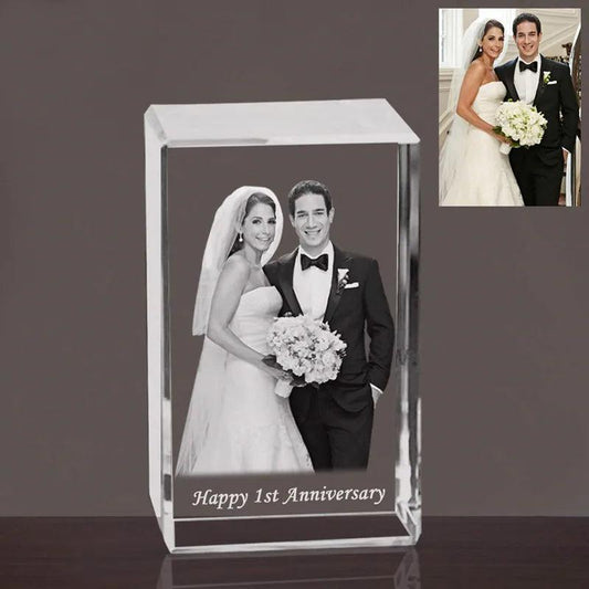 2D/3D Crystal Photo Cube - Laser Engraved Wedding & Anniversary Gifts for Loved Ones