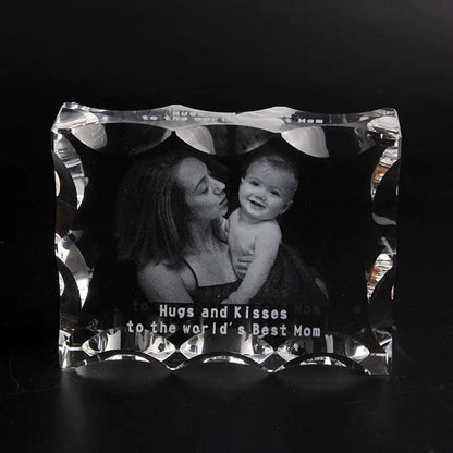 Customized Glass Photo Frame – 0.1mm 3D Engraved for Weddings, Mother's Day & Home Decor