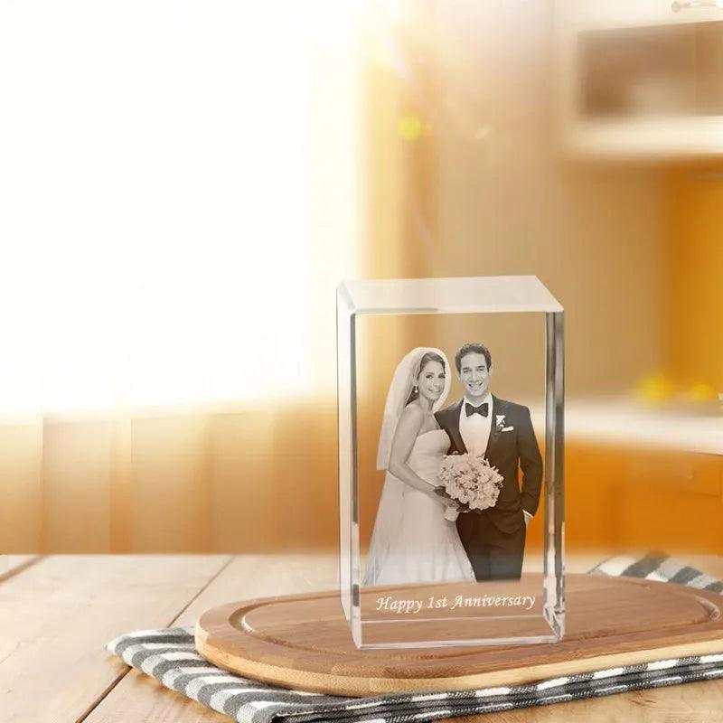 2D/3D Crystal Photo Cube - Laser Engraved Wedding & Anniversary Gifts for Loved Ones