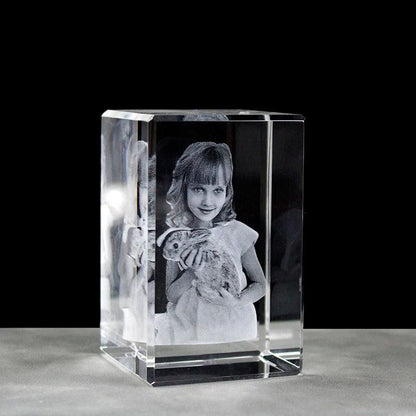 3D Laser Crystal Photo Cube - Custom Engraved Images & Text for Birthdays & Christmas