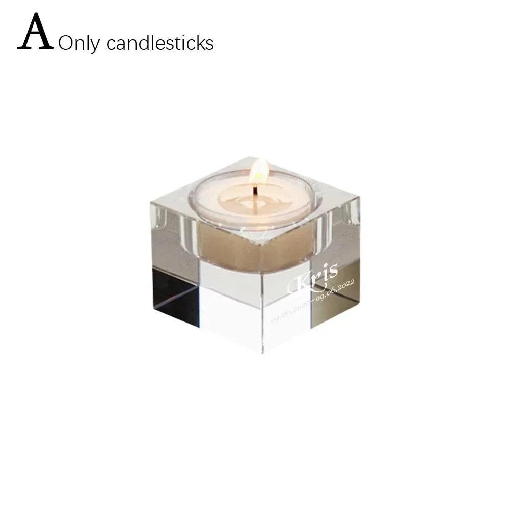 2D Crystal Candle Holder - Custom Photo & Text Engraved Gifts