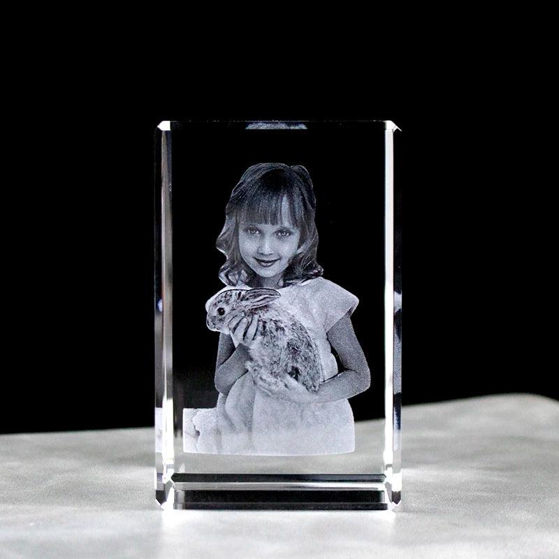 Customized 2D/3D Crystal Photo Frame – Laser Engraved Baby Keepsake & Valentine's Day Gift for Parents