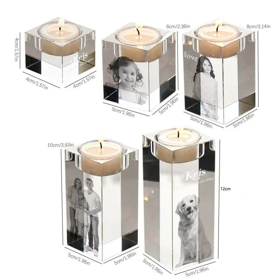 2D Crystal Candle Holder - Custom Photo & Text Engraved Gifts