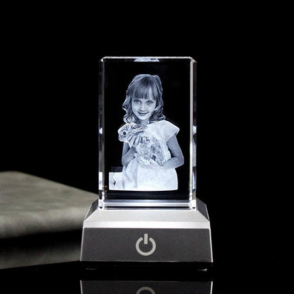 3D Laser Crystal Photo Cube - Custom Engraved Images & Text for Birthdays & Christmas