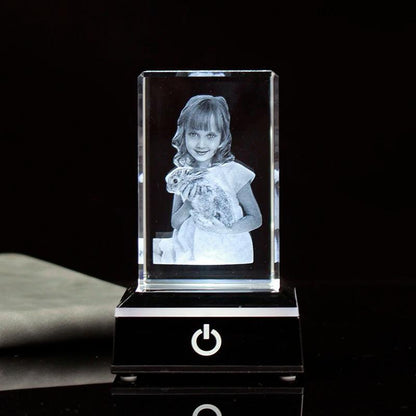 3D Laser Crystal Photo Cube - Custom Engraved Images & Text for Birthdays & Christmas