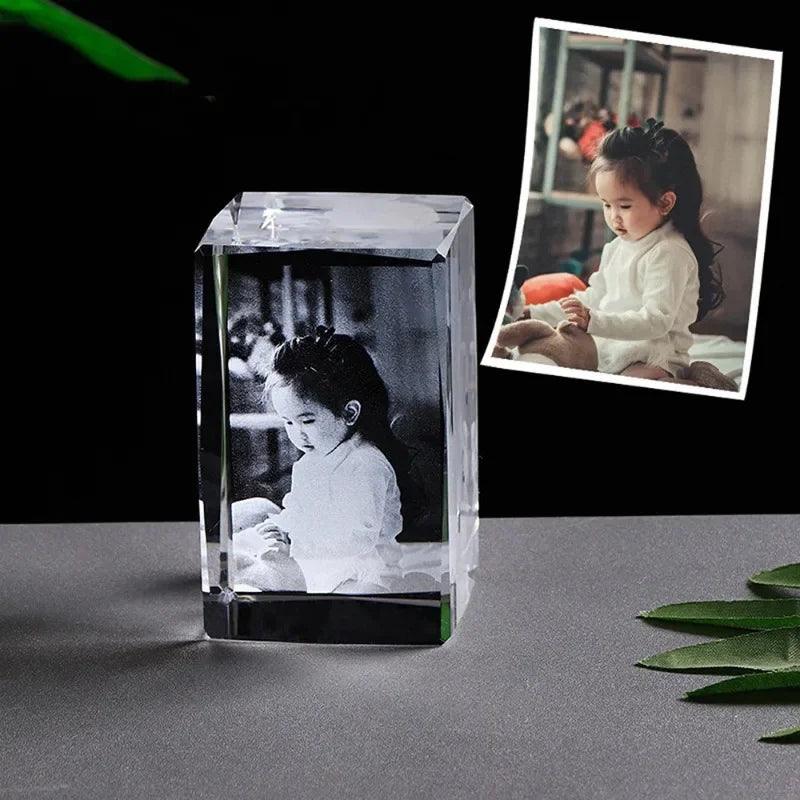 Laser Engraved Crystal Photo Frame - Custom Family & Couples Memories Home Decor