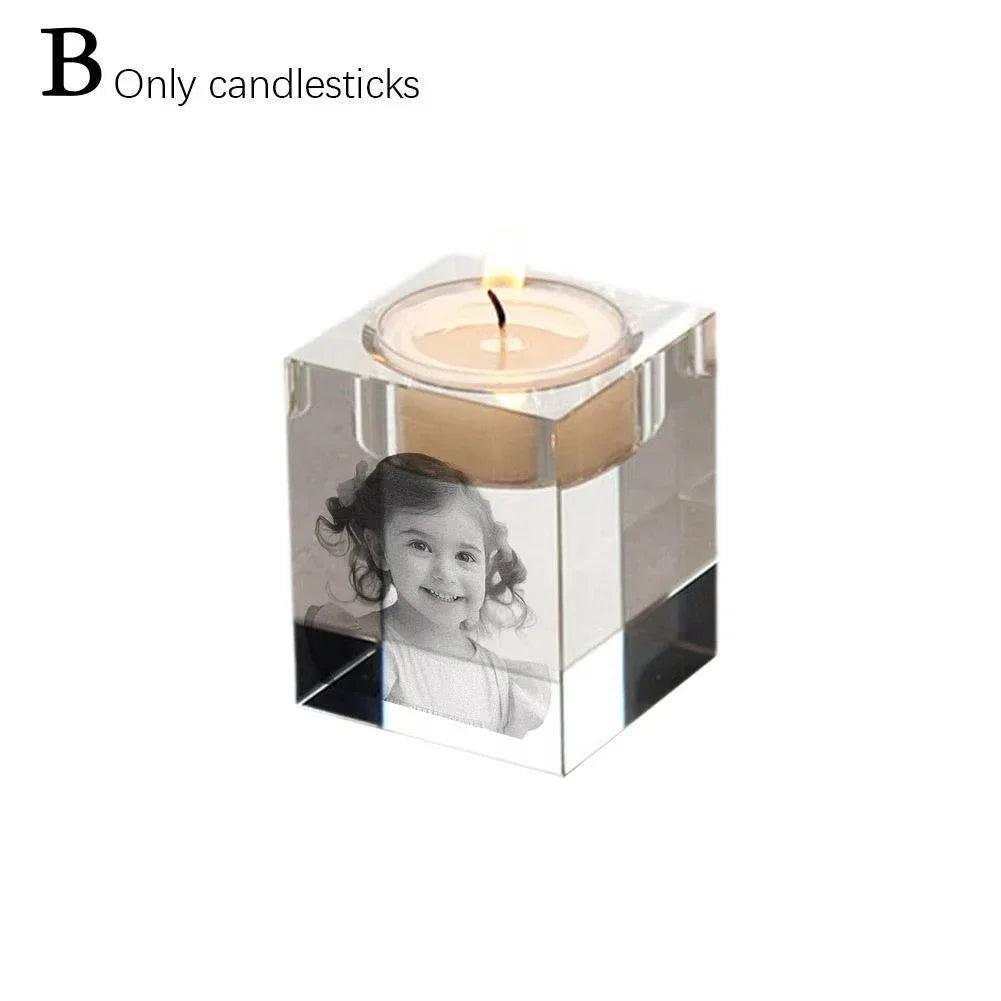 2D Crystal Candle Holder - Custom Photo & Text Engraved Gifts