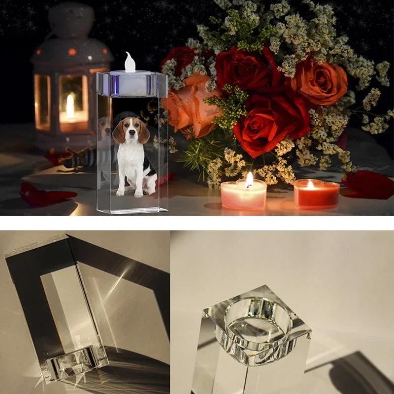 2D Crystal Candle Holder - Custom Photo & Text Engraved Gifts