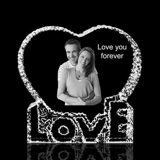 Custom Crystal Love Iceberg Frame – 0.1mm Engraved for Weddings, Baby & Home Decor