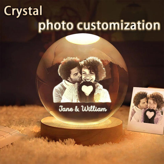 Personalized 3D Crystal Photo Lamp – LED Night Light for Wedding, Pet Memorial & Home Decor