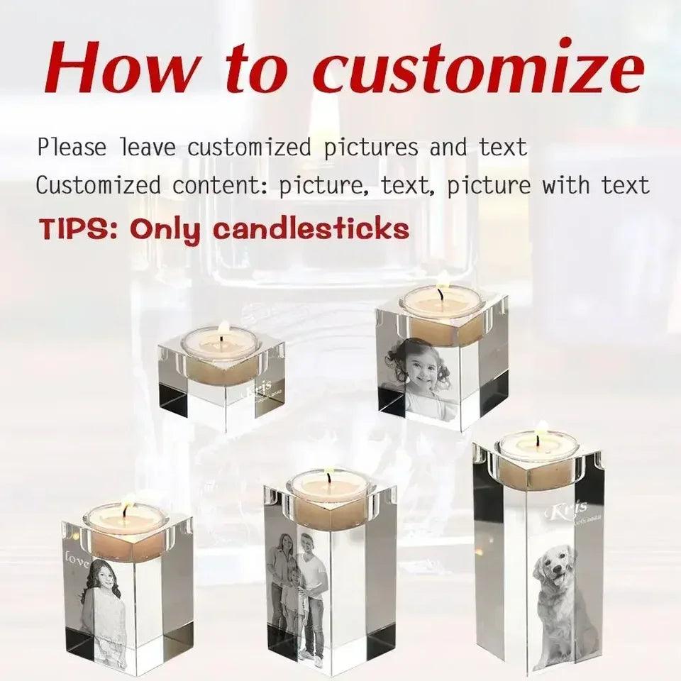 2D Crystal Candle Holder - Custom Photo & Text Engraved Gifts