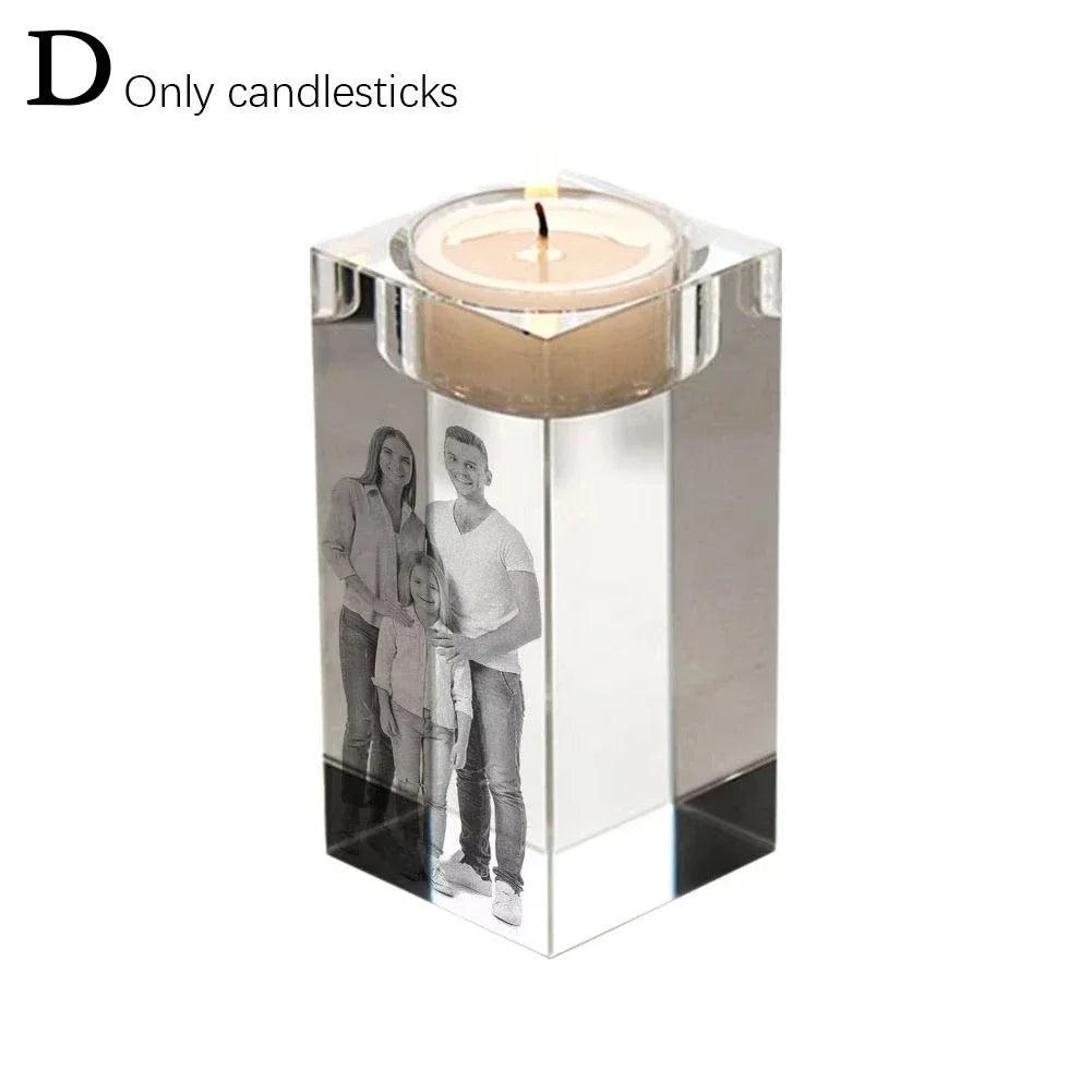 2D Crystal Candle Holder - Custom Photo & Text Engraved Gifts