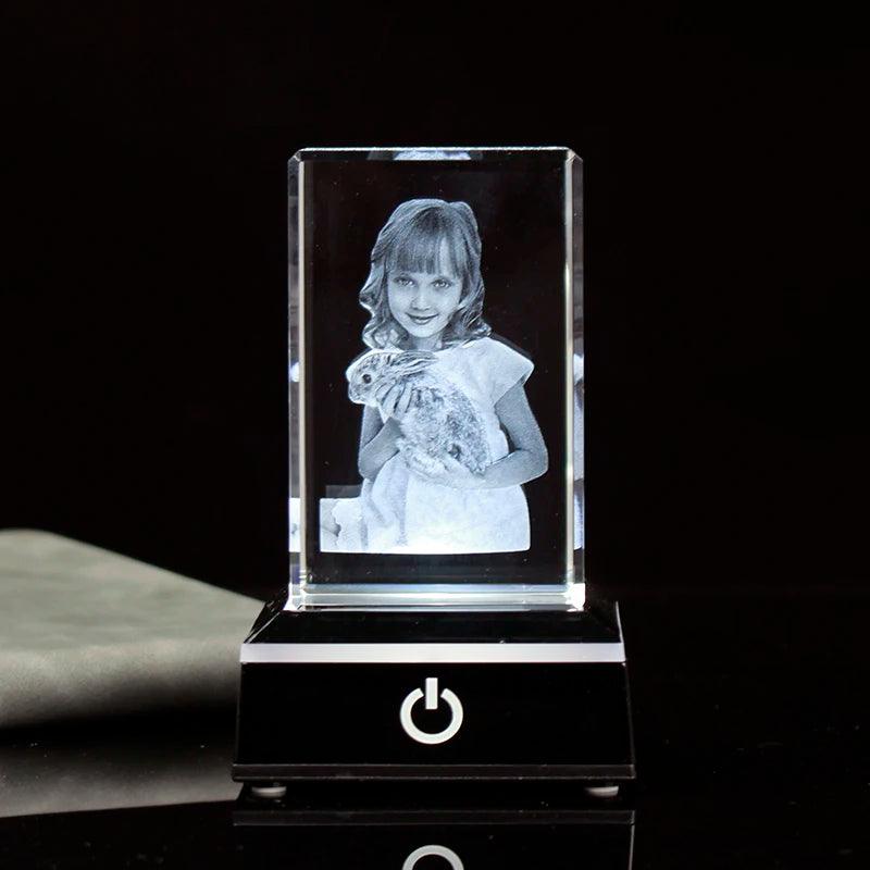 Customized 2D/3D Crystal Photo Frame – Laser Engraved Baby Keepsake & Valentine's Day Gift for Parents