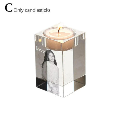 2D Crystal Candle Holder - Custom Photo & Text Engraved Gifts