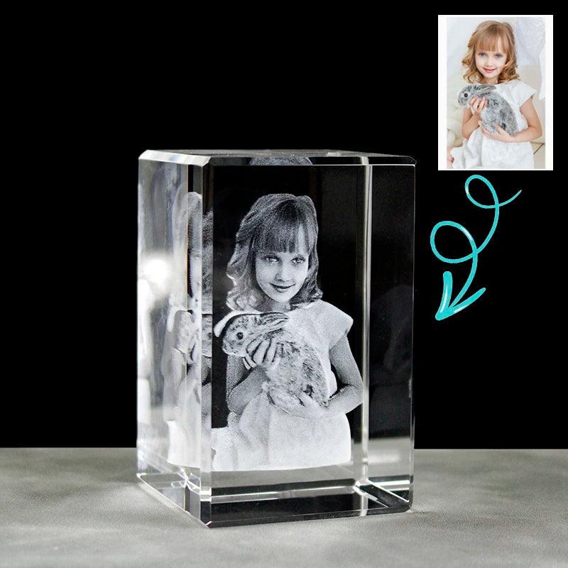 Customized 2D/3D Crystal Photo Frame – Laser Engraved Baby Keepsake & Valentine's Day Gift for Parents