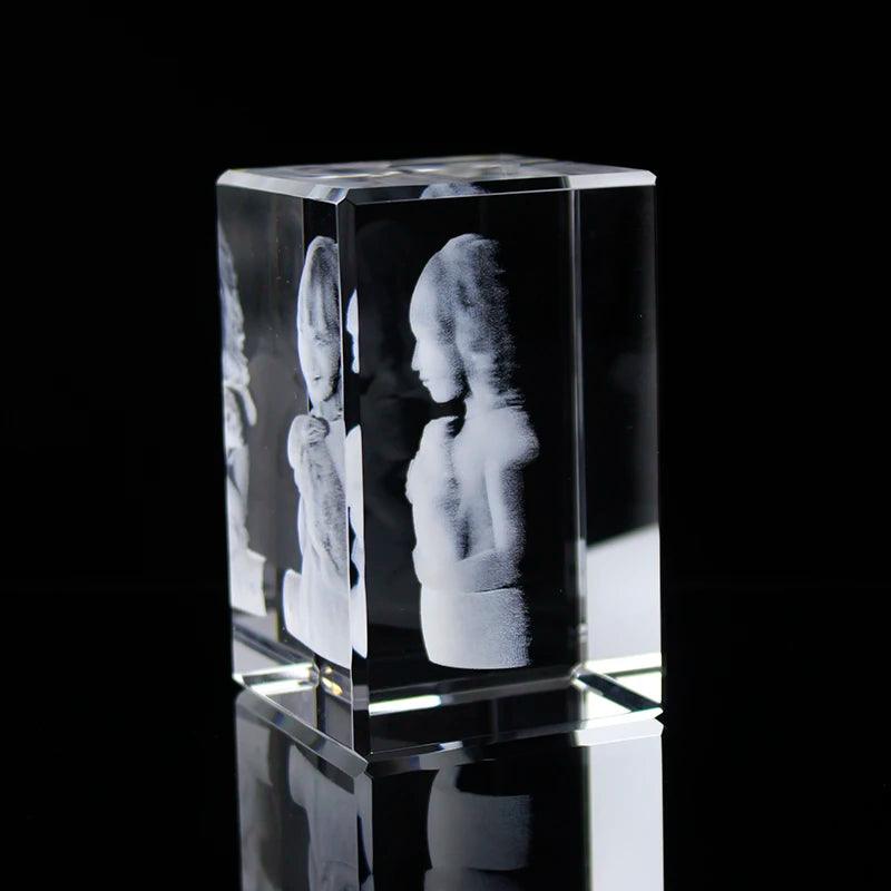 3D Laser Crystal Photo Cube - Custom Engraved Images & Text for Birthdays & Christmas