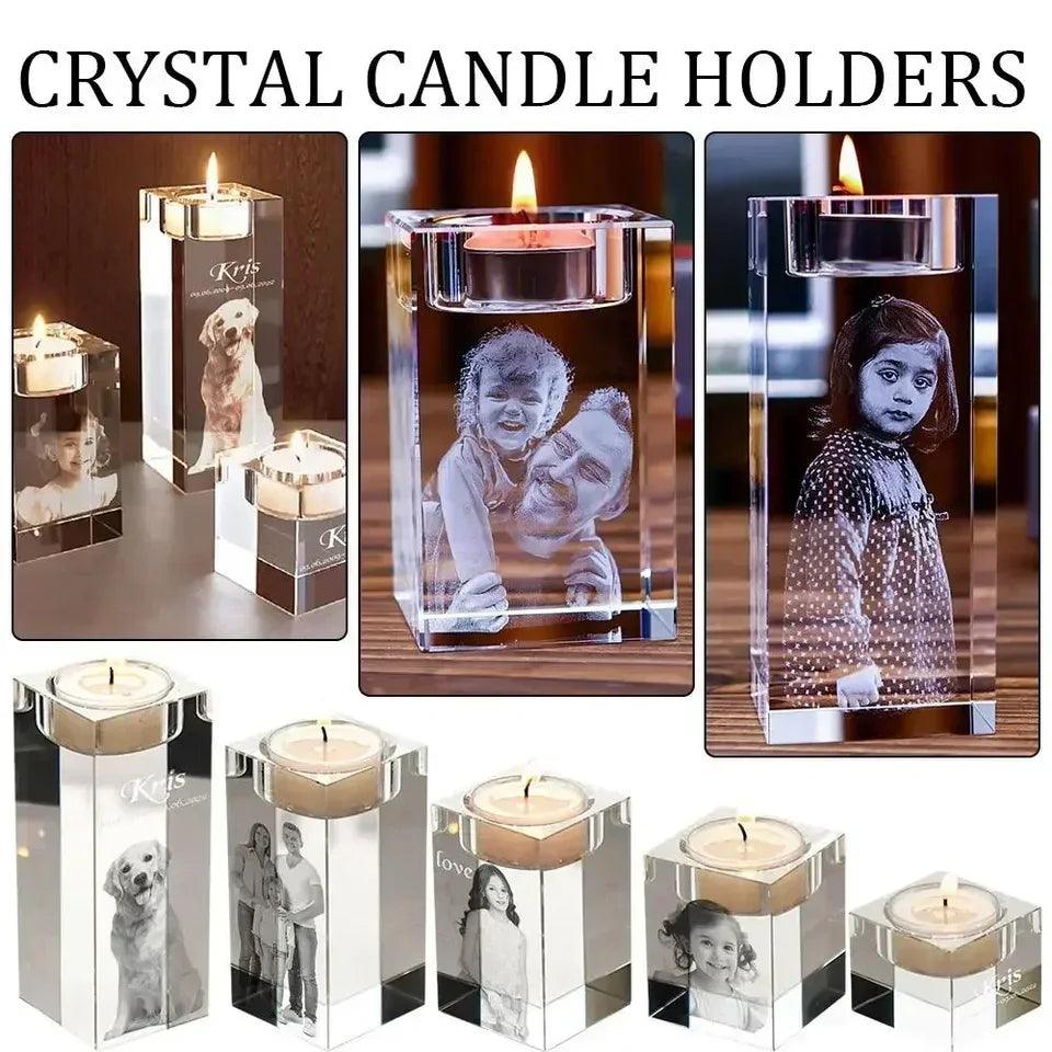 2D Crystal Candle Holder - Custom Photo & Text Engraved Gifts